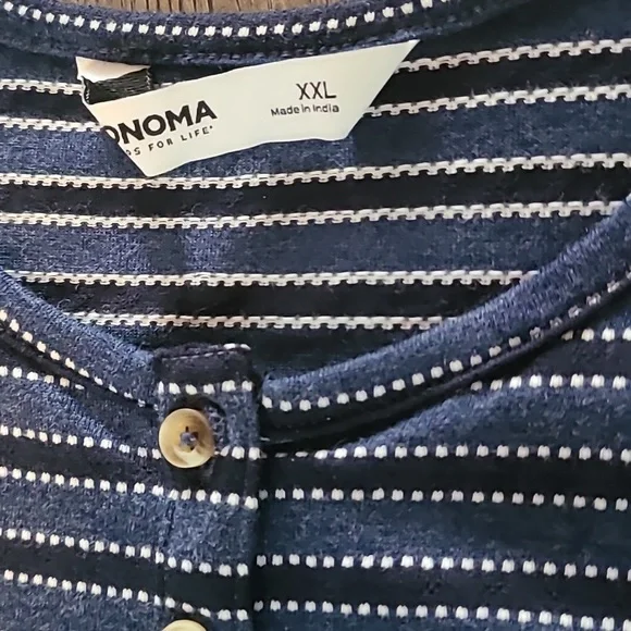 SONOMA BRAND WOMENS NAVY AND WHITE STRIPED TANK TOP SIZE XX LARGE - Picture 3 of 8